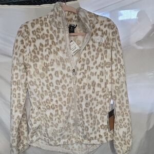 The North Face Women's Beige Leopard fleece Jacket MED